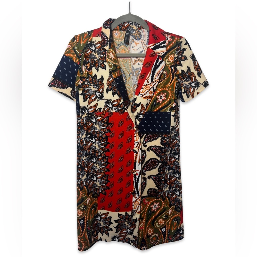 Zara Paisley Print Blazer Style Shirt Dress